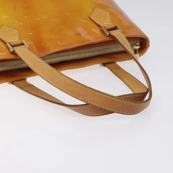 LOUIS VUITTON Monogram Vernis Houston Hand Bag Beige M91004 LV Auth BA3839 - Picture 8 of 16